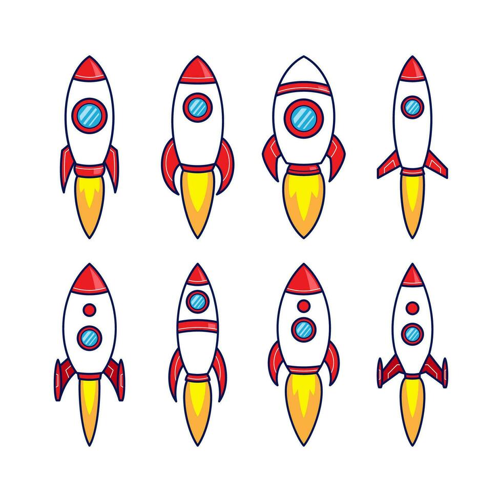 Space Rocket Design Collection Set vector