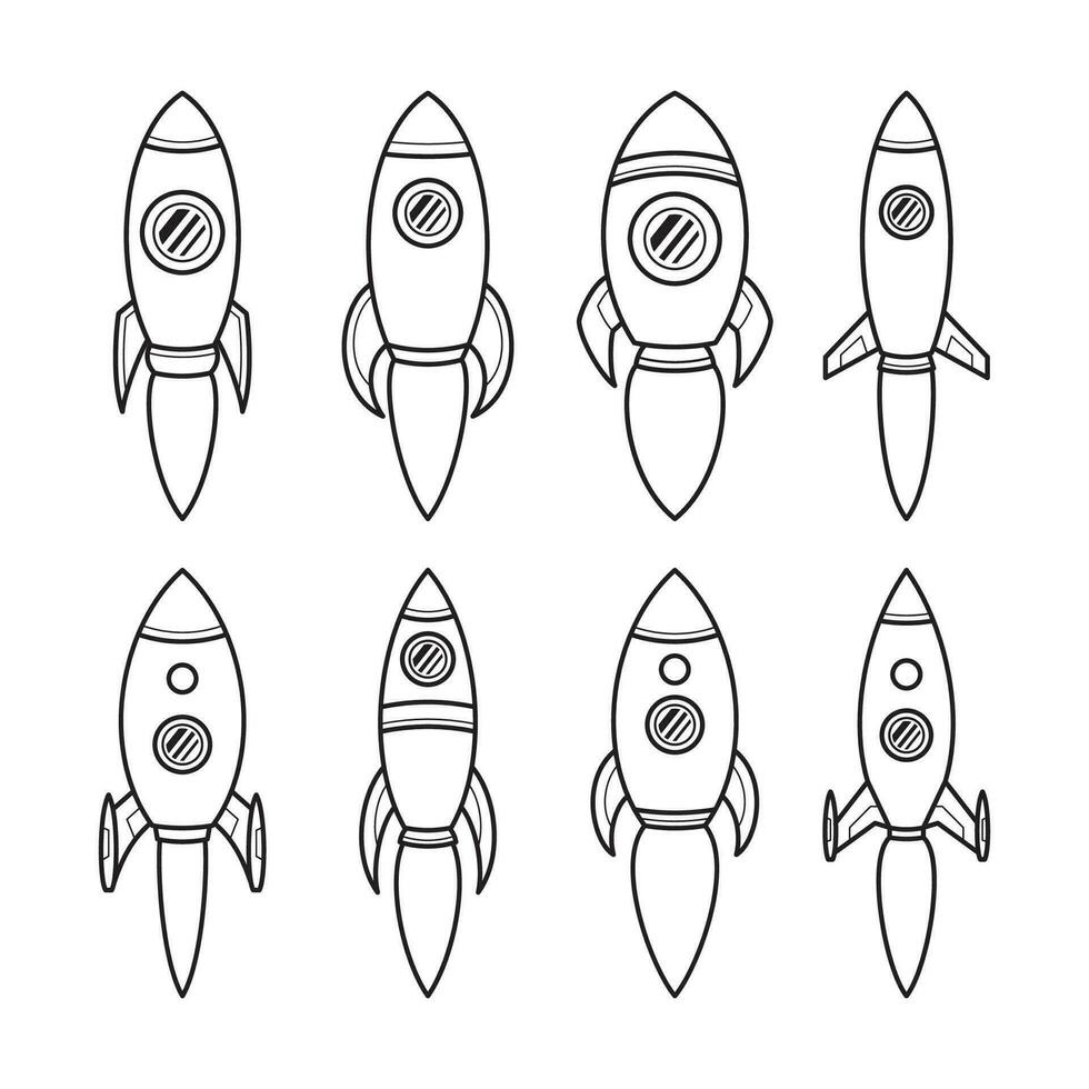 Space Rocket Line Art Design Collection Set vector