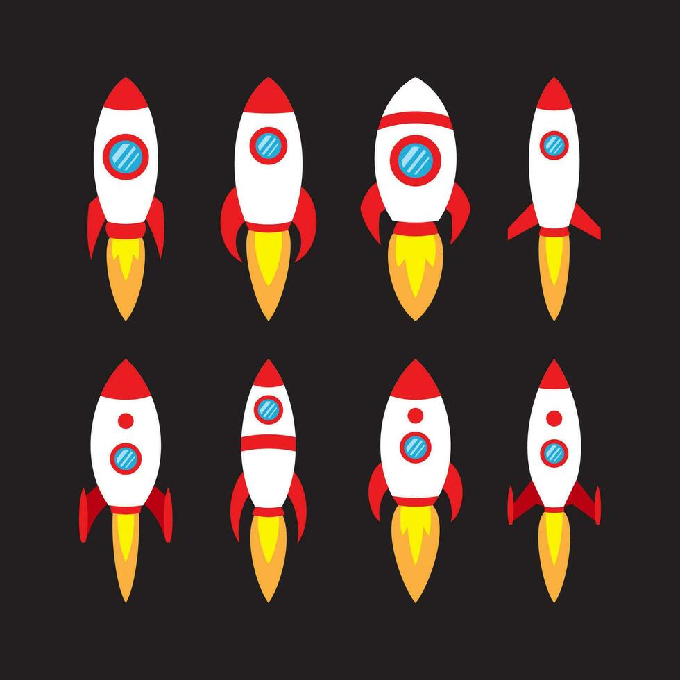 Space Rocket Design Collection Set vector