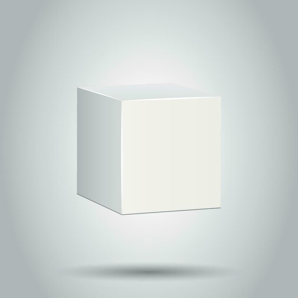 blanco blanco caja de cartón 3d caja icono. vector ilustración en aislado antecedentes. negocio concepto caja paquete Bosquejo pictograma.