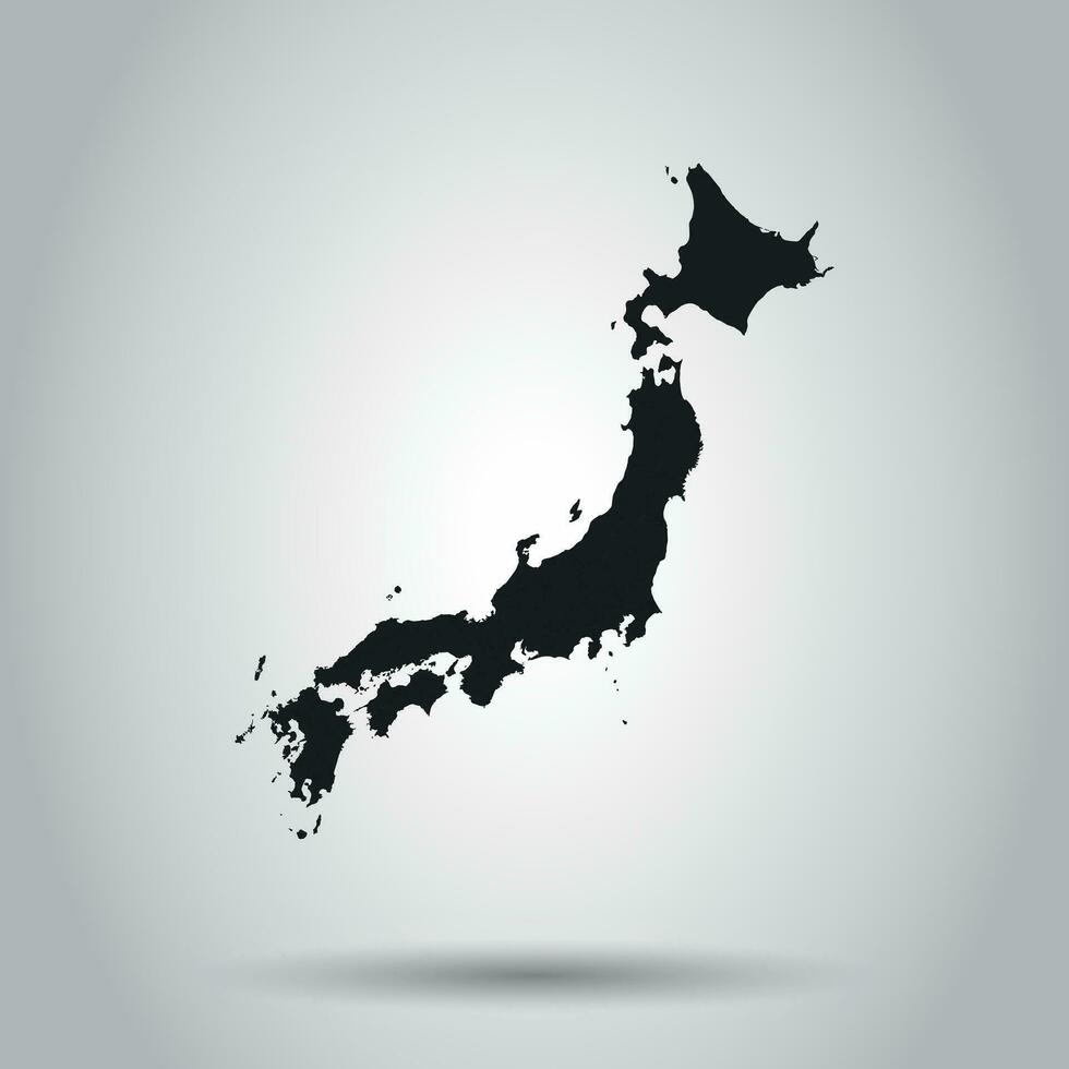 Japón mapa icono. plano vector ilustración. Japón firmar símbolo con sombra en blanco antecedentes.