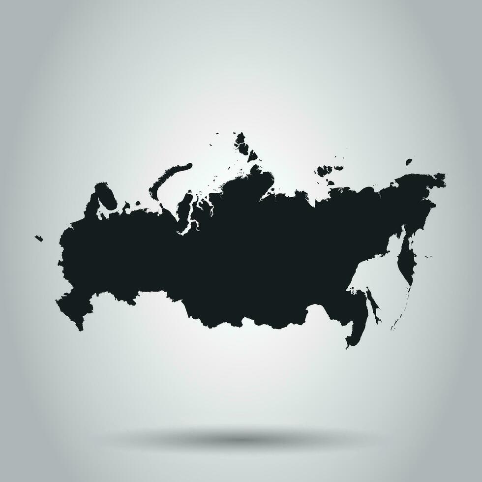 Russia map icon. Flat vector illustration. Russia sign symbol with shadow on white background.