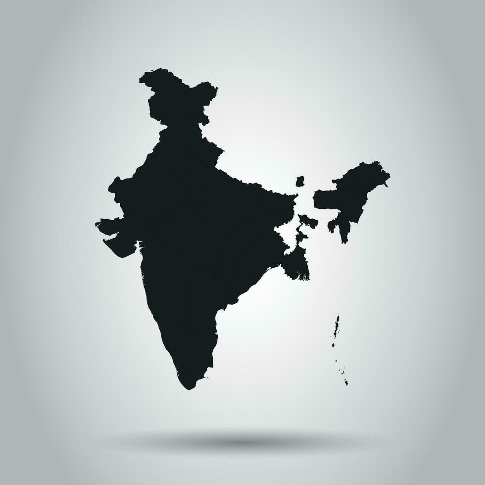 India mapa icono. plano vector ilustración. India firmar símbolo con sombra en blanco antecedentes.