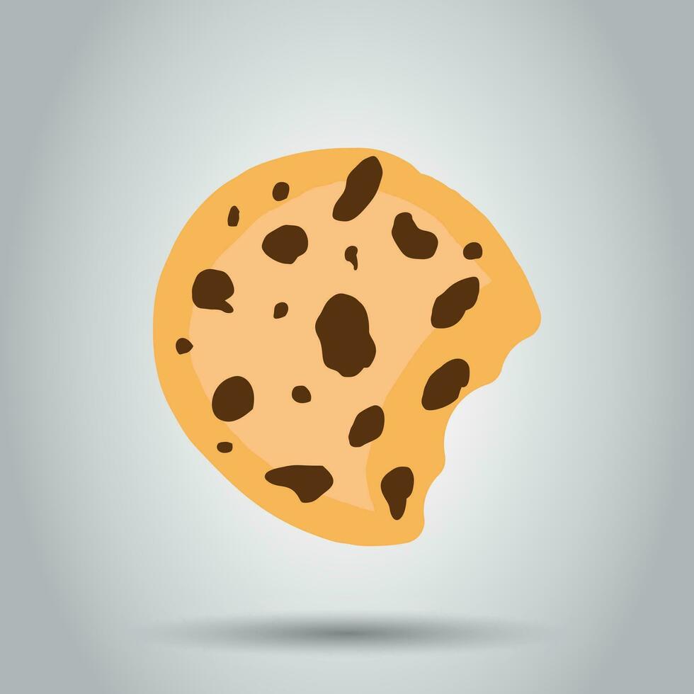 Cookie flat vector icon. Chip biscuit illustration. Dessert food pictogram. Business concept simple flat pictogram on isolated background.