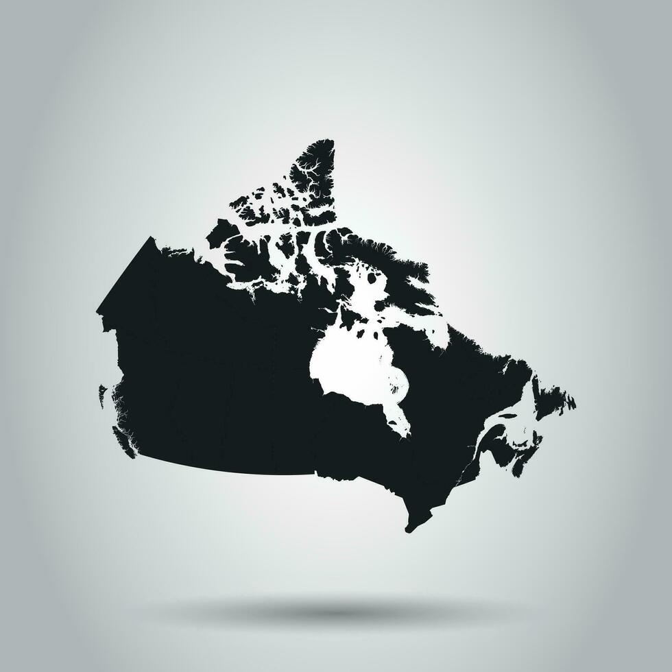 Canadá mapa icono. plano vector ilustración. Canadá firmar símbolo con sombra en blanco antecedentes.