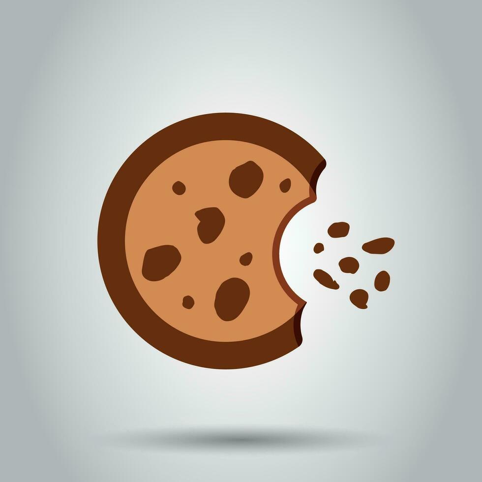 Cookie flat vector icon. Chip biscuit illustration. Dessert food pictogram. Business concept simple flat pictogram on isolated background.