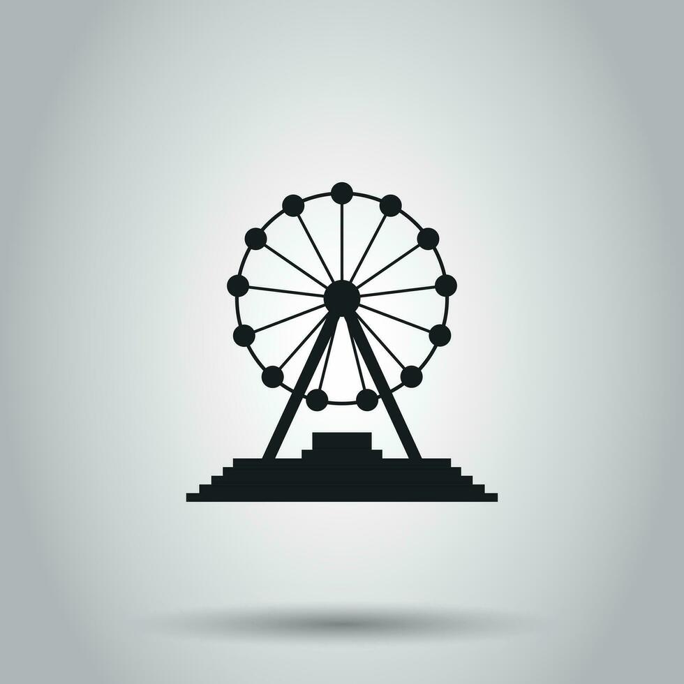 Ferris wheel carousel in park icon. Vector illustration on isolated background. Business concept amusement ride pictogram.