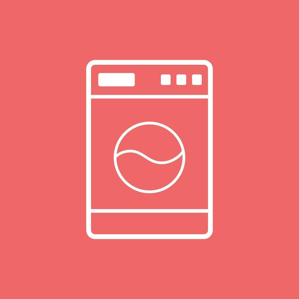 Washer flat vector icon. Laundress sign symbol flat vector illustration on red background.