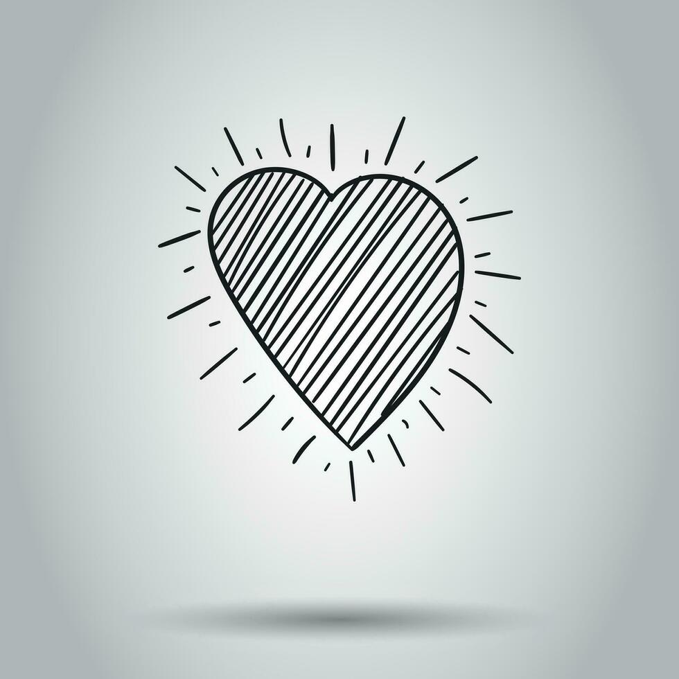 Hand drawn heart icon. Vector illustration on isolated background. Business concept love heart pictogram.