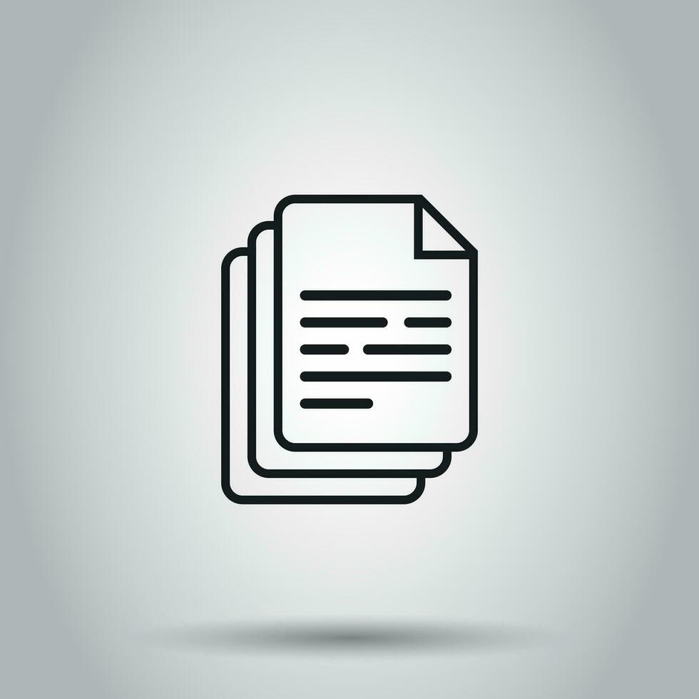 Document icon. Vector illustration on isolated background. Business concept paper sheet pictogram.