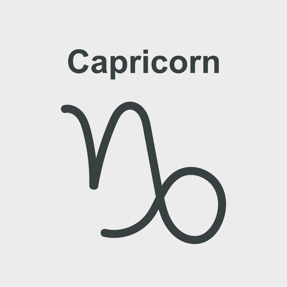 Capricorn zodiac sign. Flat astrology vector illustration on white background.