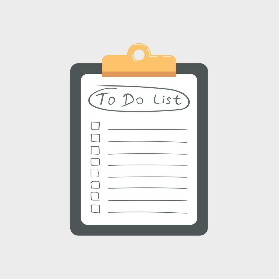 To do list icon with hand drawn text. Checklist, task list vector illustration in flat style on white background.