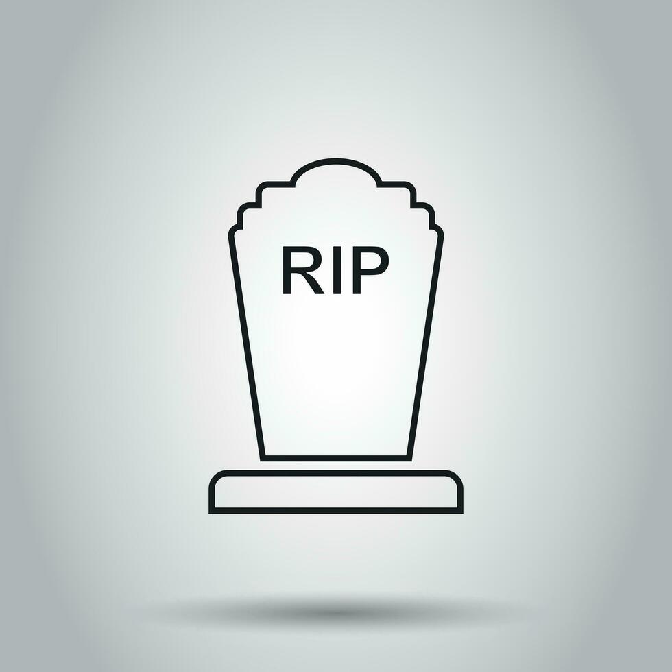 Halloween grave icon in line style. Vector illustration on isolated background. Business concept gravestone rip tombstone pictogram.