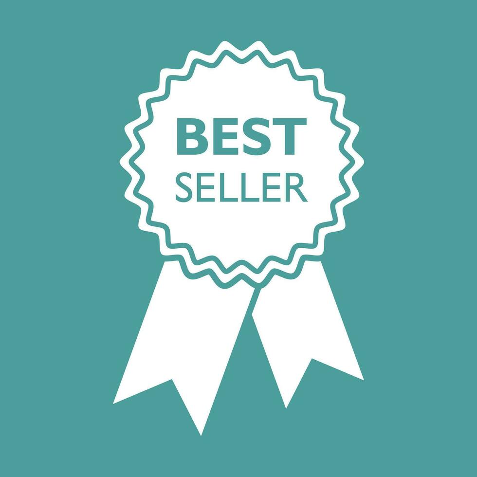 Best seller ribbon icon. Medal vector illustration in flat style on isolated background.