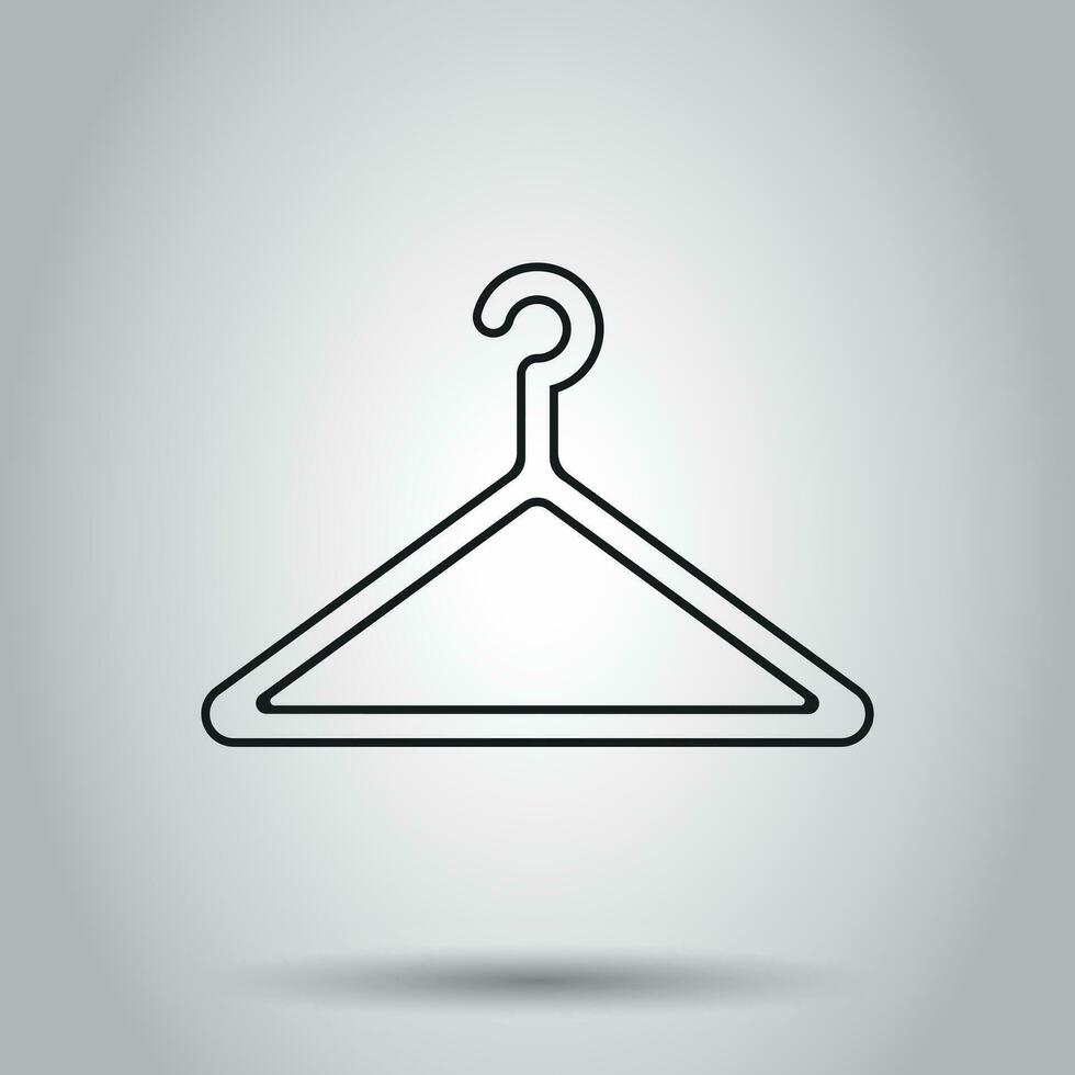 Hanger icon in line style. Vector illustration on isolated background. Business concept wardrobe hander pictogram.