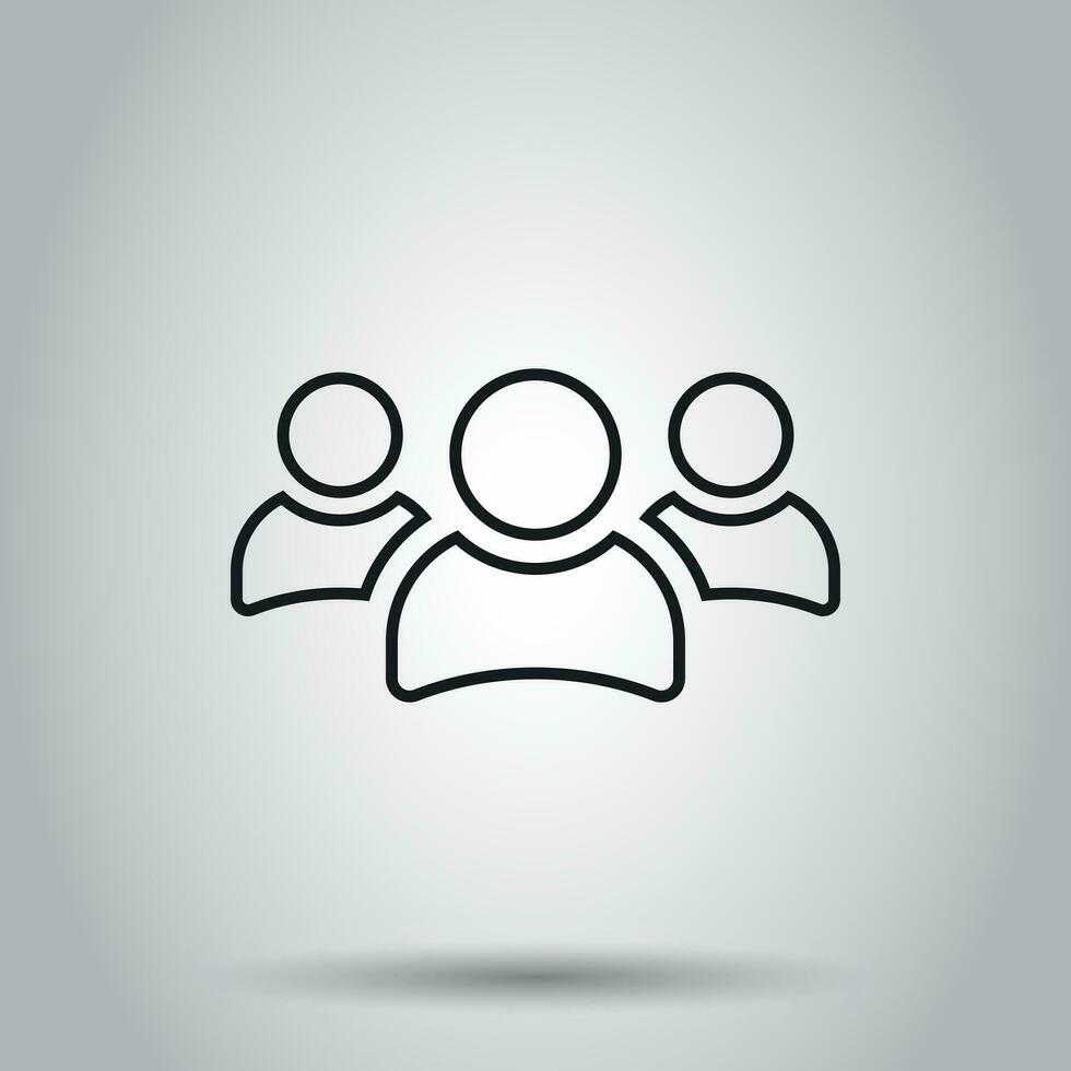 Group of people icon in line style. Vector illustration on isolated background. Business concept person pictogram.