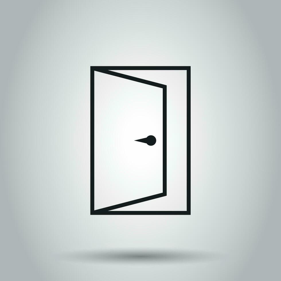 Exit door in line style icon. Vector illustration on isolated background. Business concept open door pictogram.