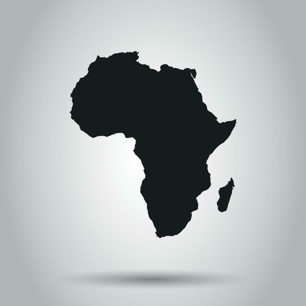África mapa icono. plano vector ilustración. África firmar símbolo con sombra en blanco antecedentes.