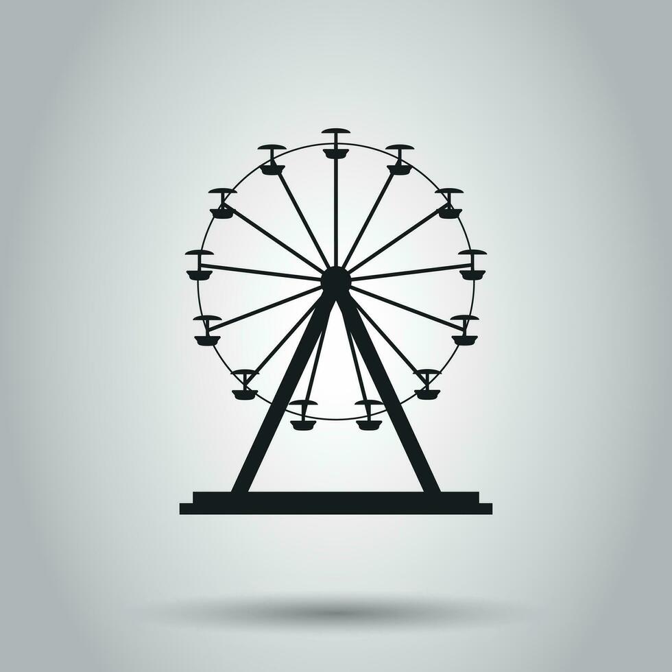 Ferris wheel carousel in park icon. Vector illustration on isolated background. Business concept amusement ride pictogram.