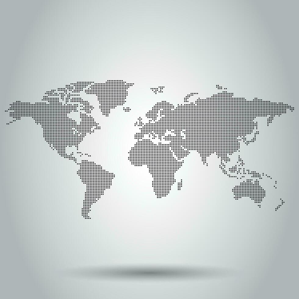 Dotted blank world map icon. Business concept world map pictogram. Vector illustration on white background.