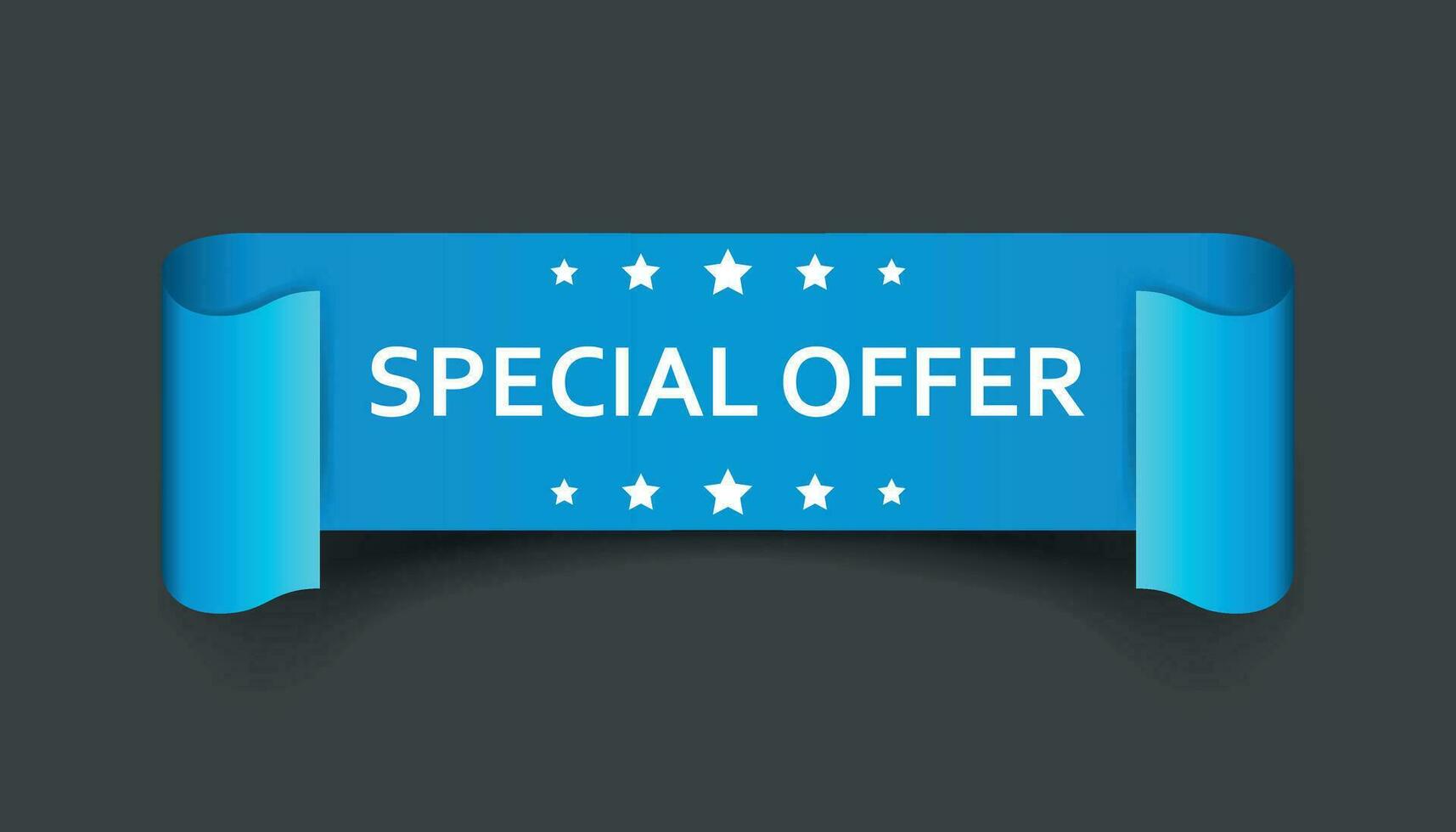 Special offer ribbon vector icon. Discount, sale sticker label on black background.