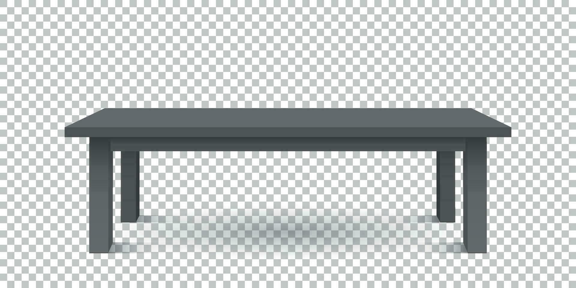 Vector 3d table for object presentation. Empty black top table on isolated background.