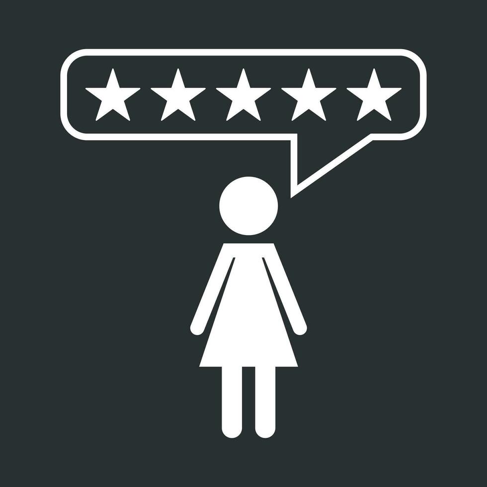 Customer reviews, rating, user feedback concept vector icon. Flat illustration on black background.