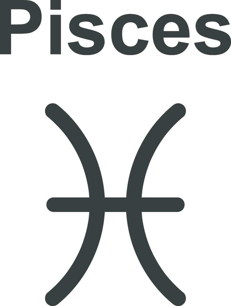 Pisces zodiac sign. Flat astrology vector illustration on white background.