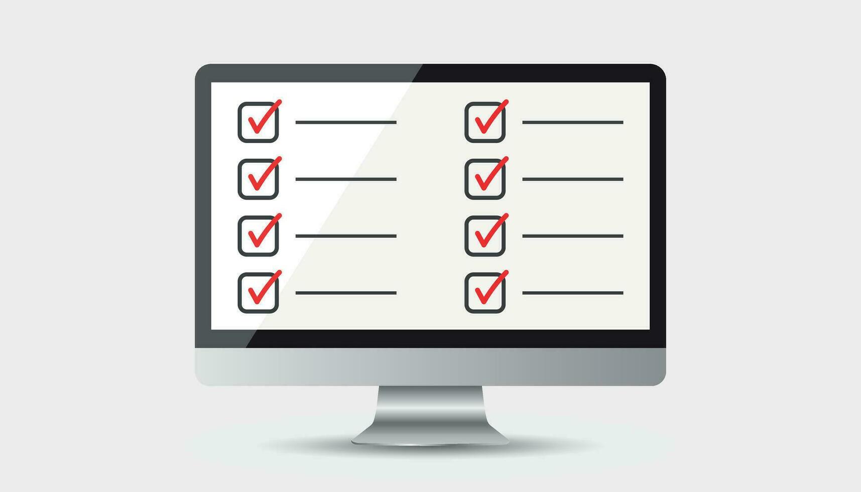 Businessman checklist with computer. Check list icon flat vector illustration.