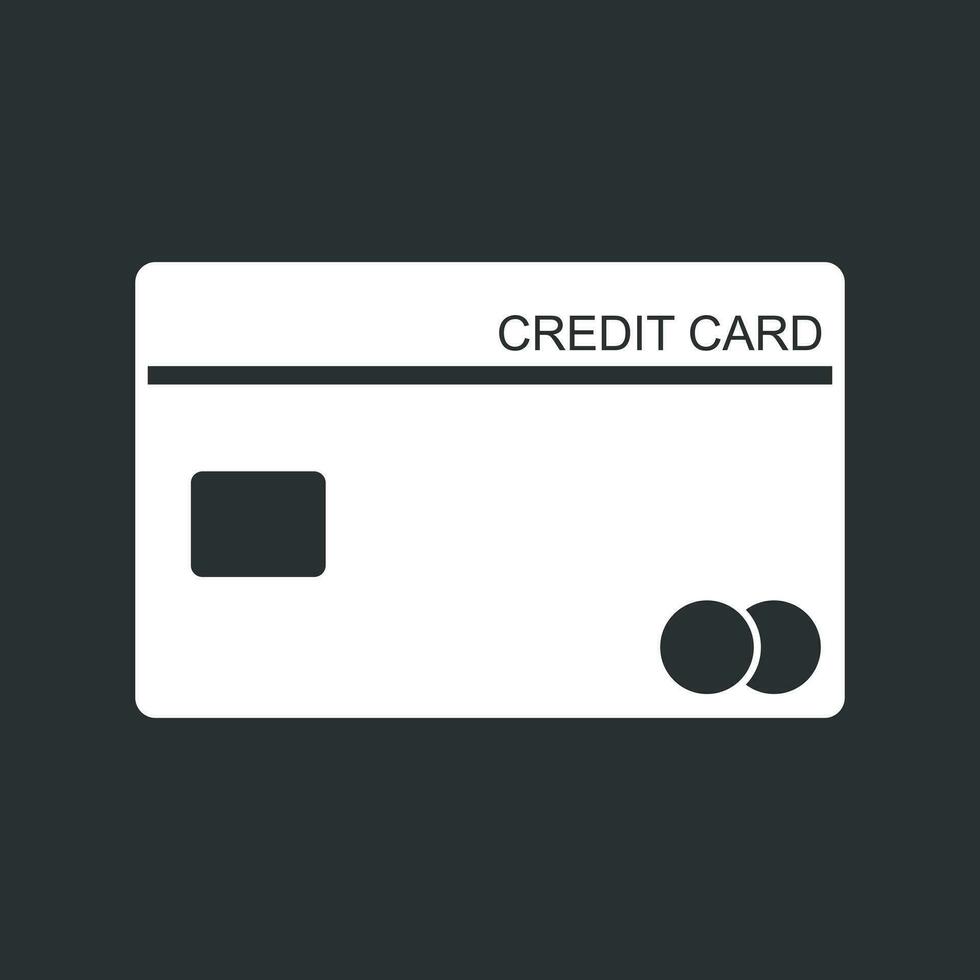 Credit card icon. Banking card vector illustration in flat style on black background.