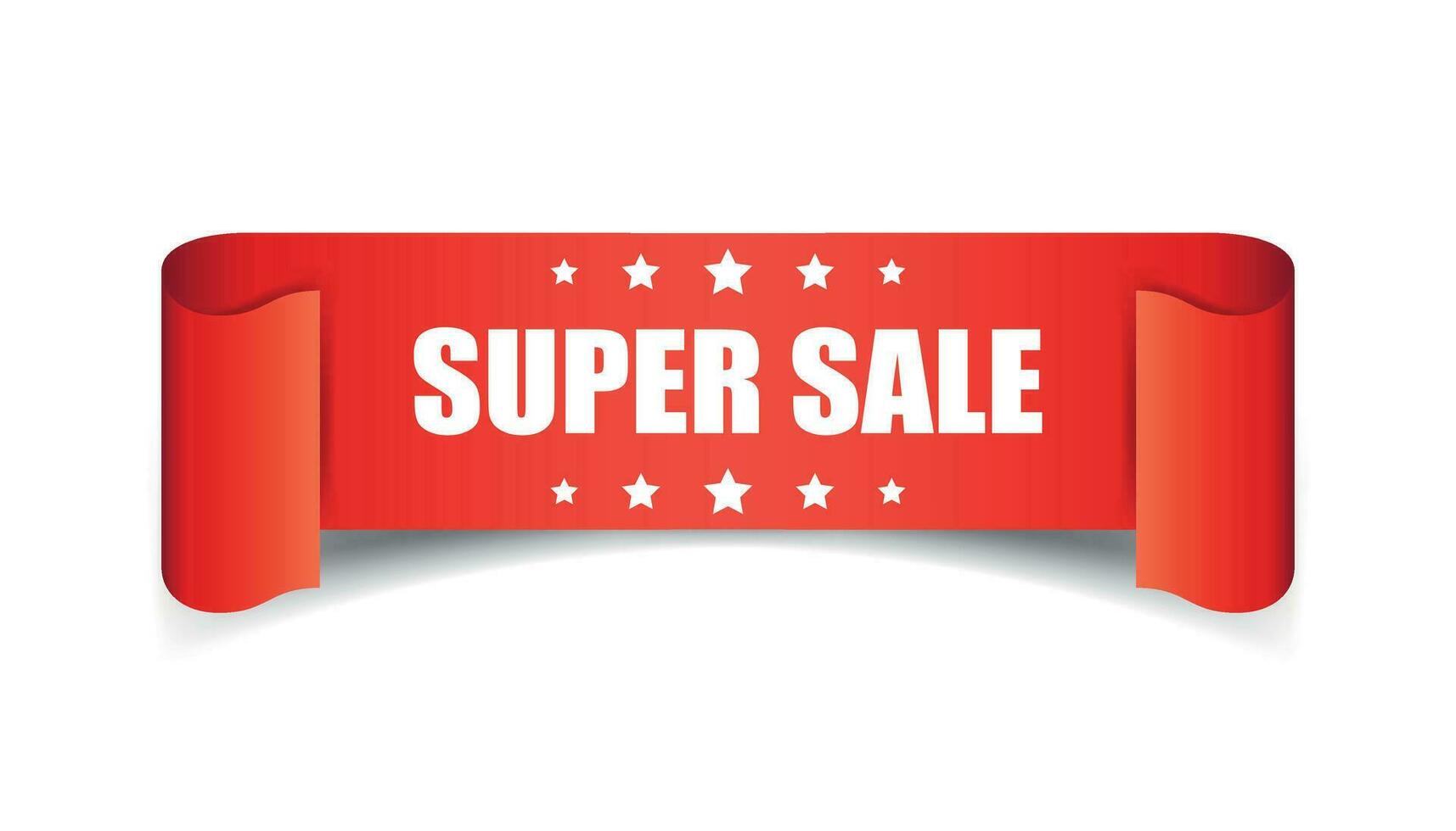 Super sale ribbon vector icon. Discount sticker label on white background.