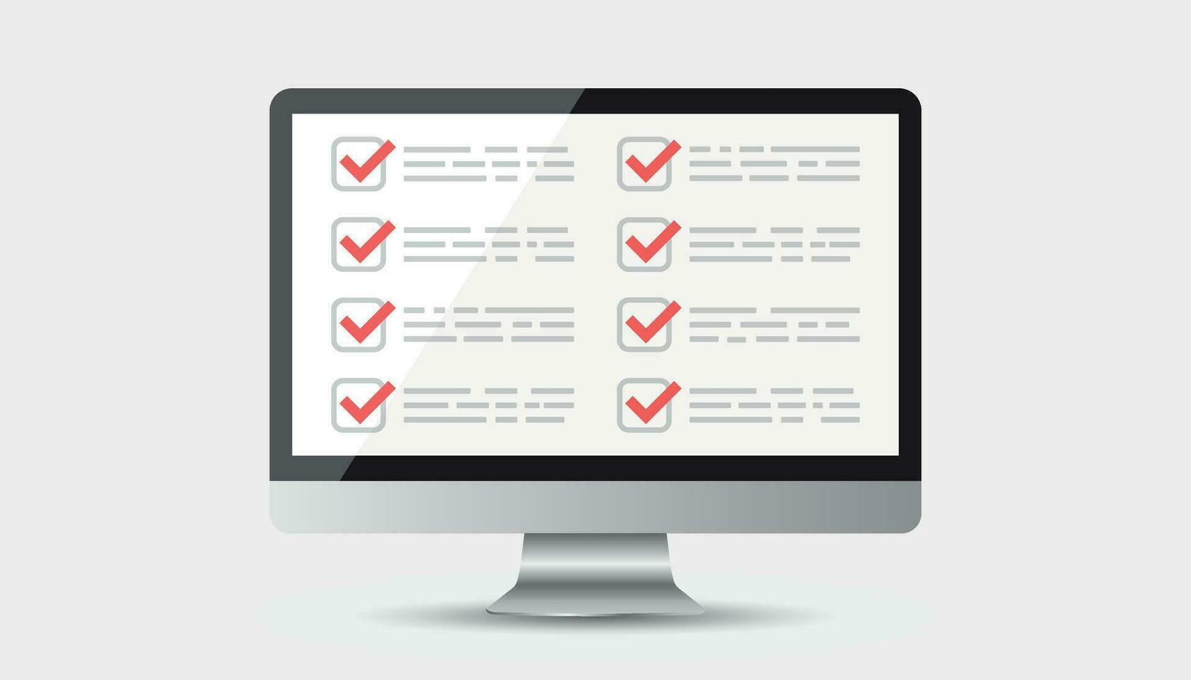 Businessman checklist with computer. Check list icon flat vector illustration.