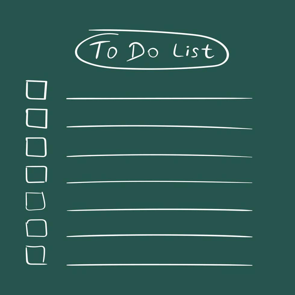 To do list icon with hand drawn text. Checklist, task list vector illustration in flat style on green background.