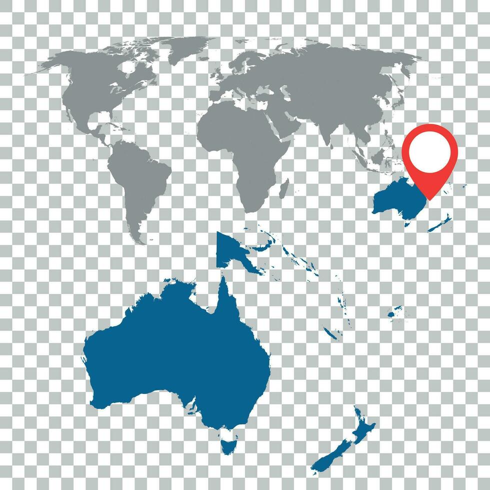 detallado mapa de Australia, Oceanía y mundo mapa navegación colocar. plano vector ilustración.