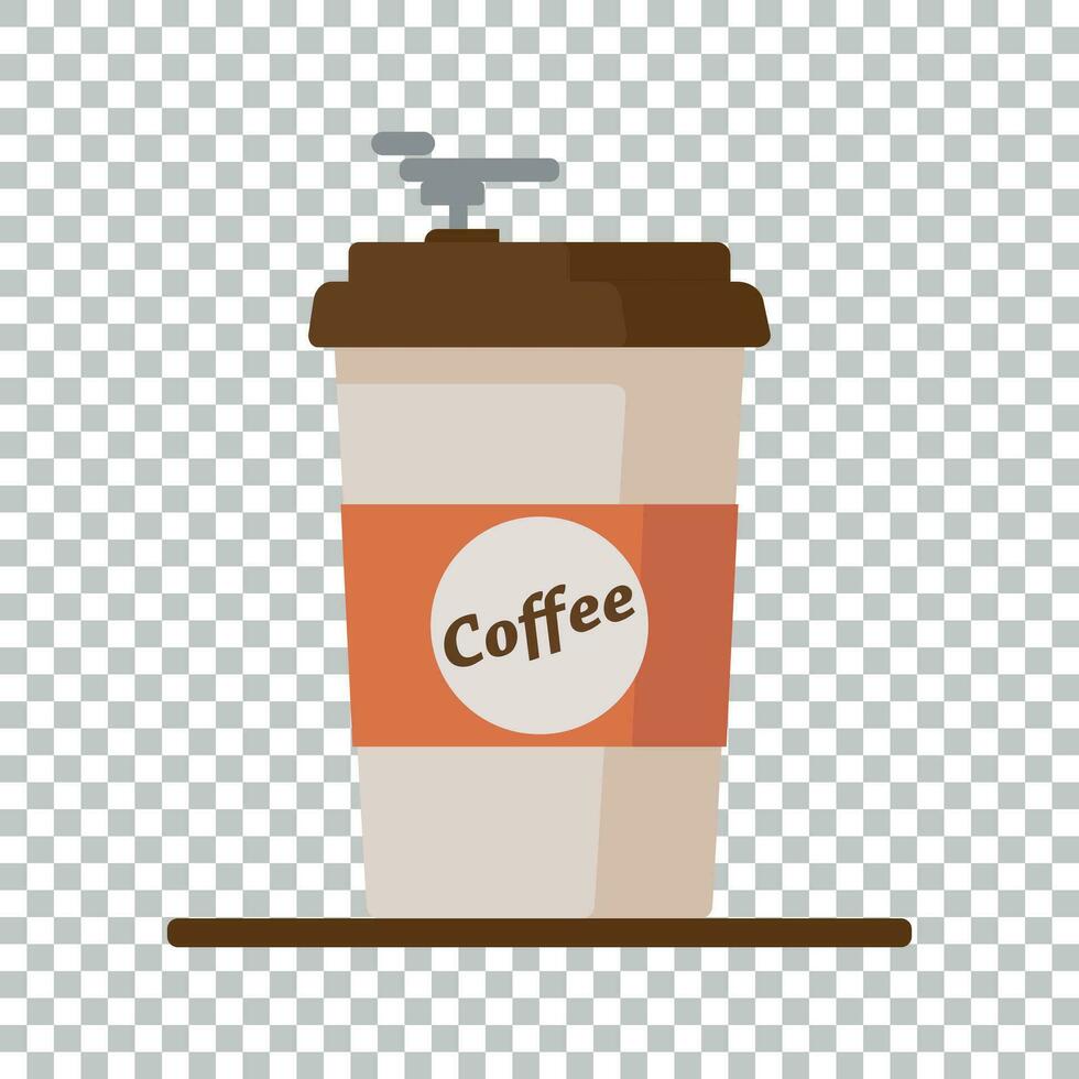 Coffee cup icon with text coffee on isolated background. Flat vector illustration
