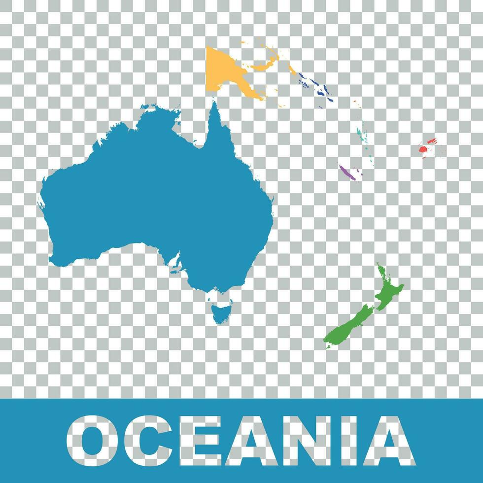 político mapa de Oceanía. plano vector