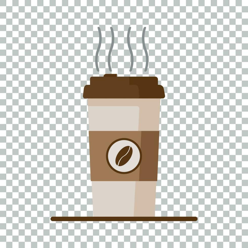 Coffee cup icon with coffee beans on isolated background. Flat vector illustration