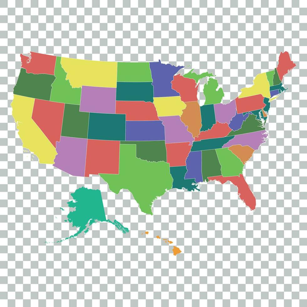 Vector illustration of a High Detail USA Map with federal states