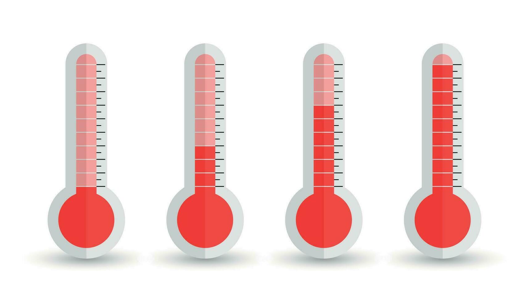 Thermometers icon with different levels. Flat vector illustration isolated on white background.