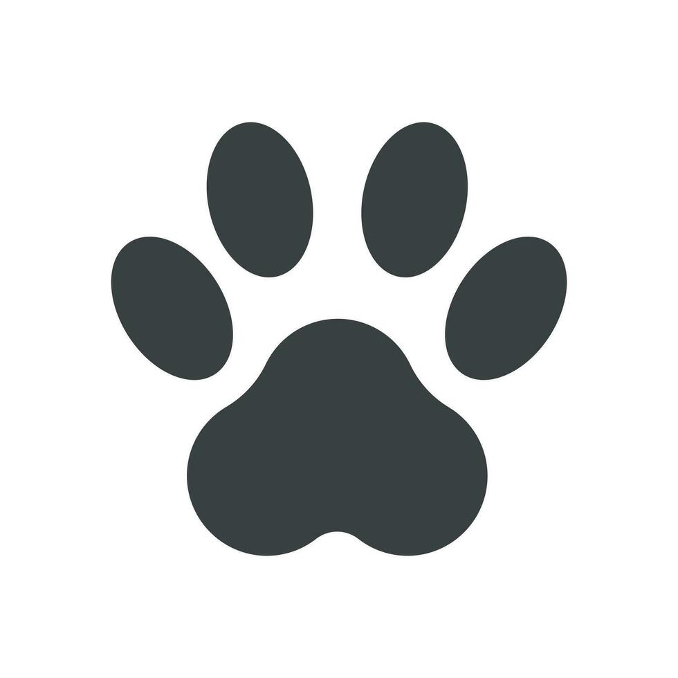 Paw print icon vector illustration isolated on white background. Dog, cat, bear paw symbol flat pictogram.