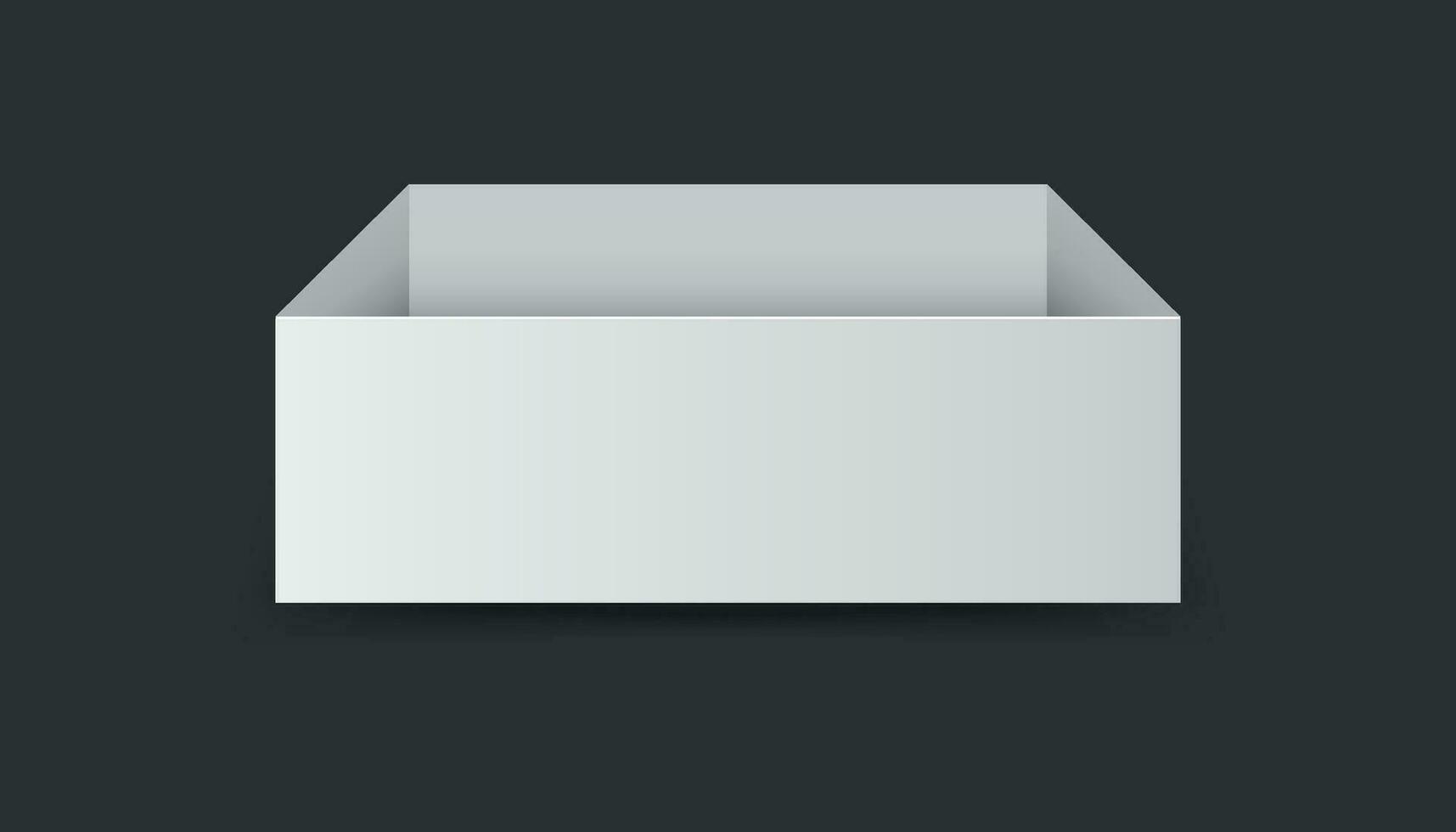 White cardboard package box. Vector illustration isolated on black background.