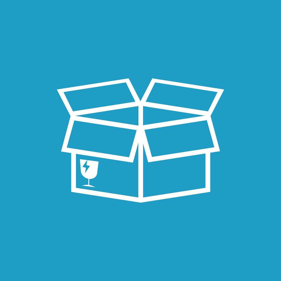 Open box icon. Shipping pack flat vector illustration on blue background.