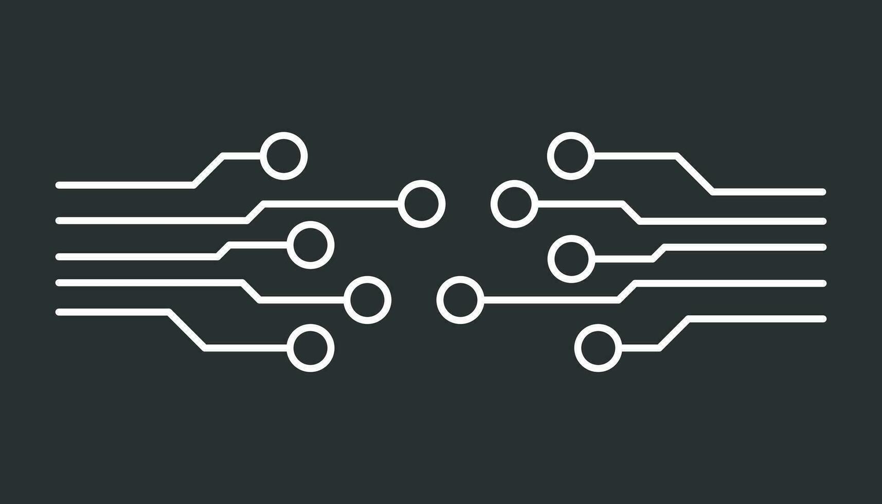 Circuit board icon. Technology scheme symbol flat vector illustration on black background.