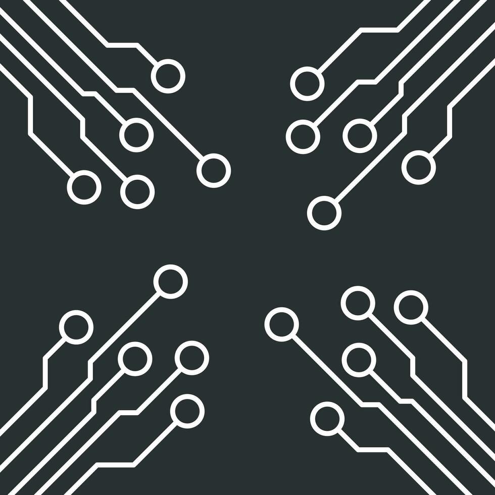 Circuit board icon. Technology scheme symbol flat vector illustration on black background.