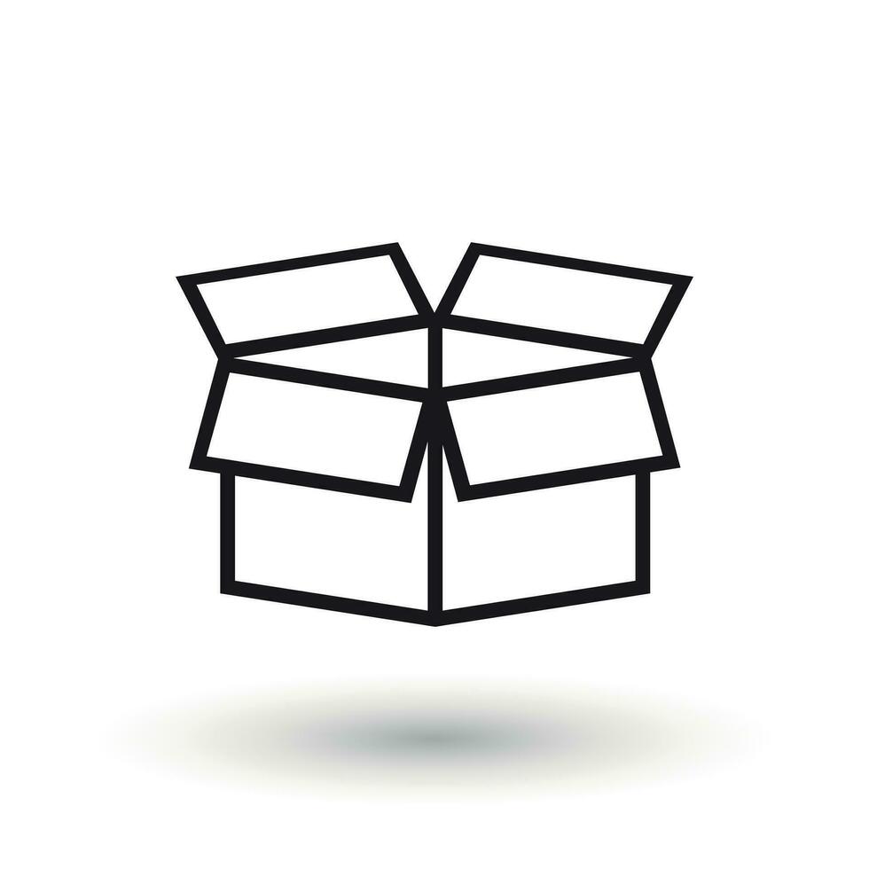 abierto caja icono. Envío paquete plano vector ilustración en blanco antecedentes.