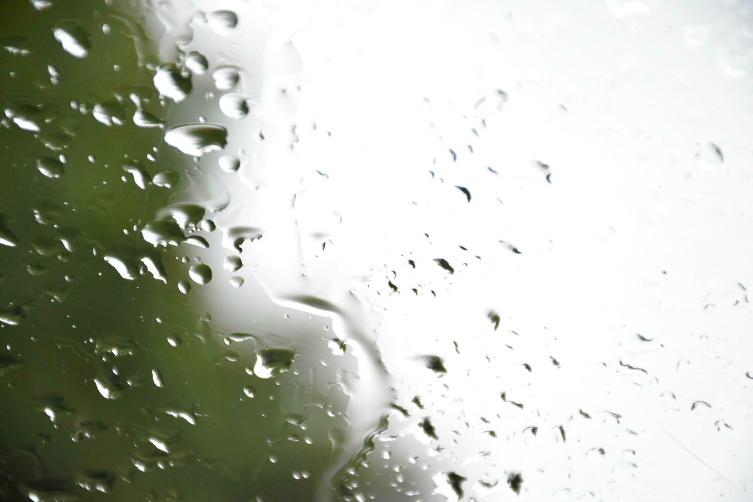 Blurred image of raindrops on the rear view mirror of car, soft focus photo