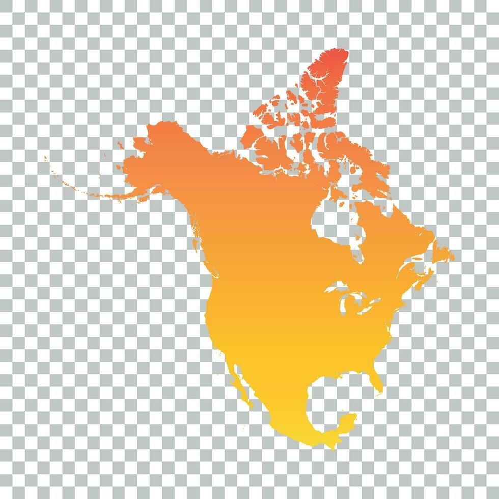 North America map. Colorful orange vector illustration