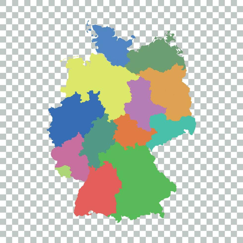 Alemania mapa con federal estados plano vector