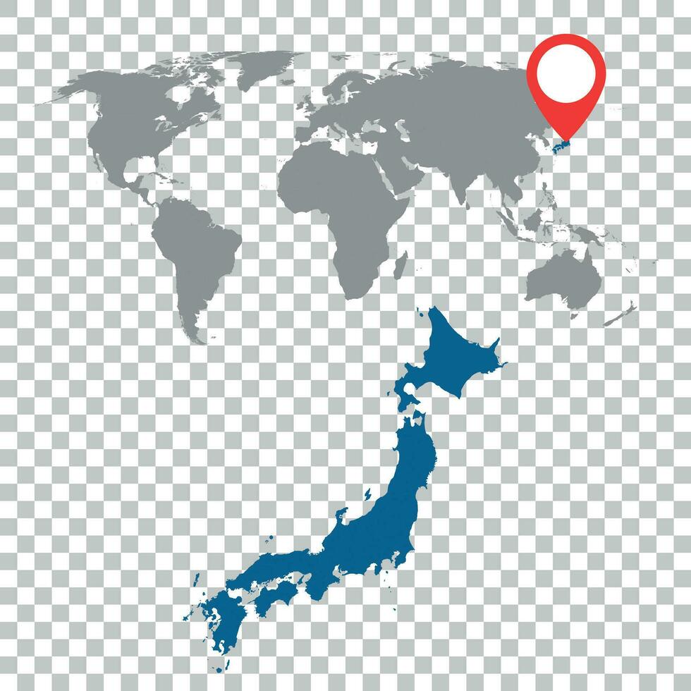 Detailed map of Japan and World map navigation set. Flat vector illustration.