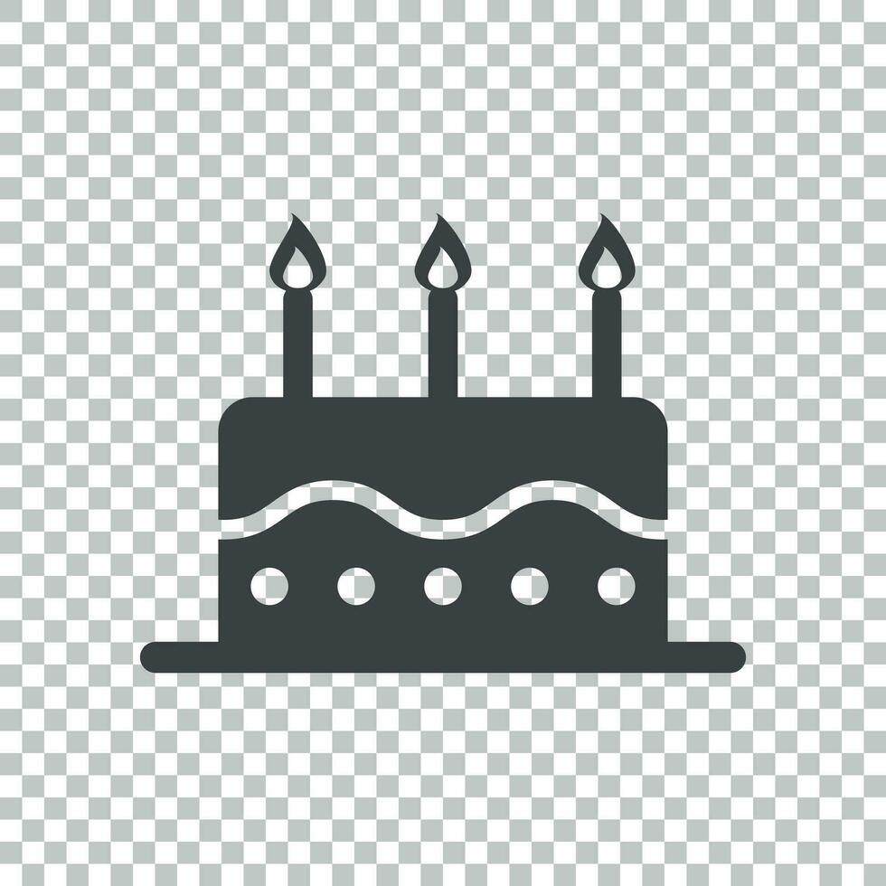 Birthday cake flat icon. Fresh pie muffin on isolated background vector